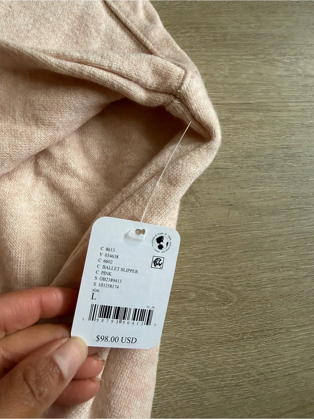 Free People Movement Ride It Out Layer pale Pink Sz L NWT - Picture 6 of 9